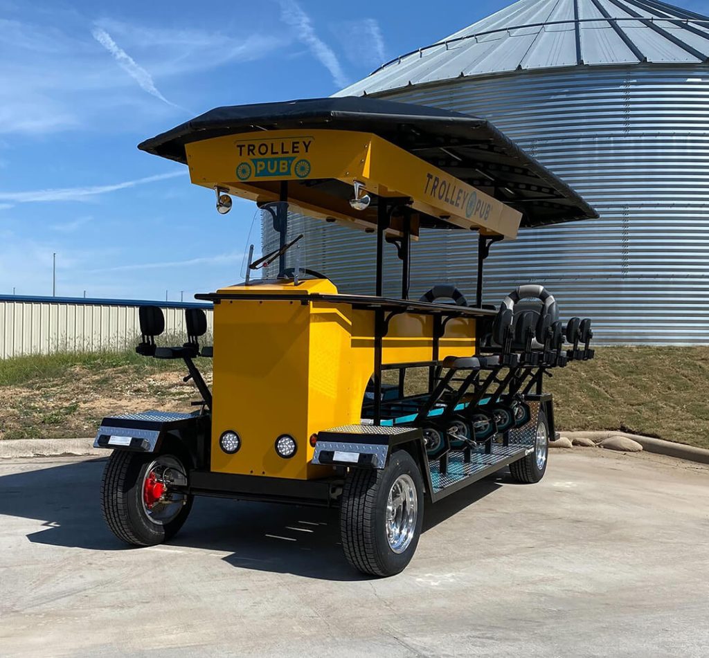 Back view of trolley pub bike